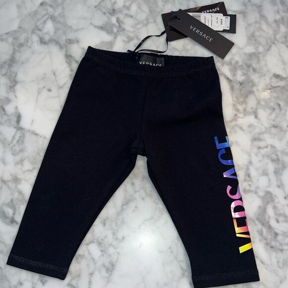 NWT VERSACE LOGO LEGGINGS 3/6M - Picture 1 of 4
